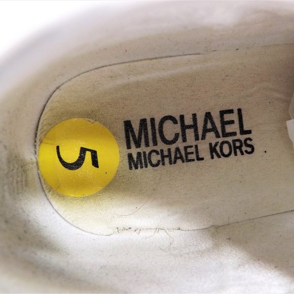 MICHAEL Michael Kors Melbourne Quilted Vegan Leather w Gold Bling Tennis Shoes 5 - Picture 12 of 12